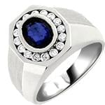 انگشتر طلا و جواهر با نگین یاقوت کبود و الماس تراش برلیان: مدل rgm1299