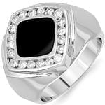 انگشتر طلا و جواهر با نگین اونیکس و الماس تراش برلیان: مدل rgm1300