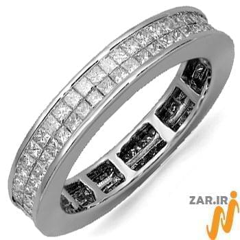 حلقه مردانه طلا سفید با نگین الماس تراش پرنس: مدل wrgm1274