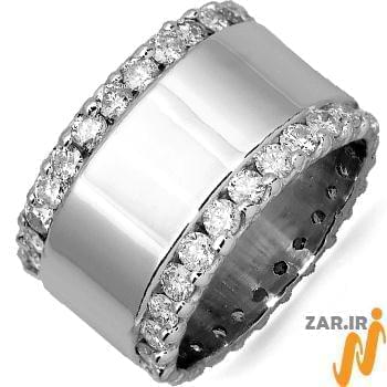 حلقه مردانه طلا سفید با نگین الماس تراش برلیان: مدل wrgm1282
