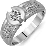 حلقه مردانه طلا سفید با نگین الماس تراش برلیان: مدل wrgm1284