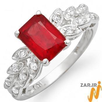 انگشتر جواهر یاقوت قرمز و الماس برش برلیان: مدل rgf1310
