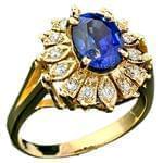 انگشتر جواهر یاقوت کبود و الماس برش برلیان: مدل rgf1316