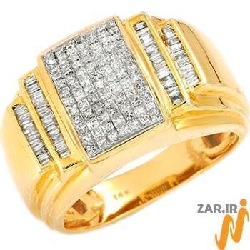 انگشتر مردانه جواهر با نگین الماس تراش پرنس و باگت: مدل rgm1310