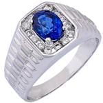 انگشتر طلا و جواهر با نگین یاقوت کبود و الماس تراش برلیان: مدل rgm1311