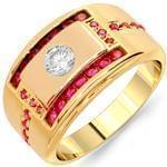 انگشتر طلا و جواهر با نگین یاقوت قرمز و الماس تراش برلیان: مدل rgm1312