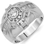 انگشتر طلا و جواهر با نگین الماس تراش برلیان و باگت: مدل rgm1314