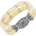 دستبند مروارید و الماس با طلای سفید: مدل bgf1137