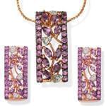 نیم ست آویز و گوشواره جواهر با نگین برلیان و آمتیس مدل: hsdf1235