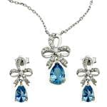 نیم ست آویز و گوشواره جواهر با نگین برلیان و توپاز مدل: hsdf1236