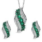 نیم ست آویز و گوشواره جواهر با نگین برلیان و زمرد مدل: hsdf1238