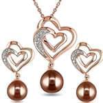 نیم ست آویز و گوشواره جواهر با نگین برلیان و مروارید مدل: hsdf1240