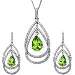 نیم ست آویز و گوشواره جواهر با نگین برلیان و زبرجد مدل: hsdf1241