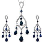 نیم ست آویز و گوشواره جواهر با نگین برلیان و یاقوت کبود مدل: hsdf1242