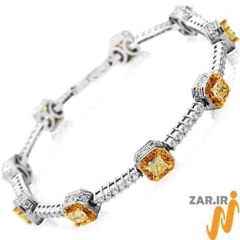 دستبند جواهر سیترین و الماس تراش برلیان مدل: bdf1162