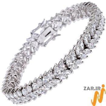 دستبند جواهر الماس تراش مارکیز با طلای سفید مدل: bdf1166
