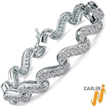 دستبند جواهر الماس تراش برلیان با طلای سفید مدل: bdf1167
