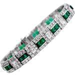 دستبند جواهر زمرد و الماس تراش برلیان و پرنس مدل: bdf1172