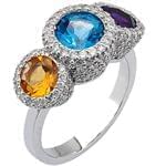 انگشتر زنانه توپاز، سیترین، آمتیس و الماس تراش برلیان: مدل rgf1322