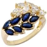 انگشتر جواهر یاقوت کبود و الماس تراش مارکیز با طلای زرد: مدل rgf1323