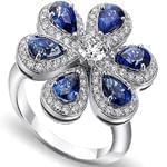 انگشتر جواهر یاقوت کبود و الماس تراش برلیان: مدل rgf1329