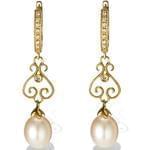 گوشواره جواهر با نگین مروارید و الماس تراش برلیان مدل: edf1210