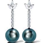 گوشواره جواهر با نگین مروارید و الماس تراش برلیان و مارکیز مدل: edf1219