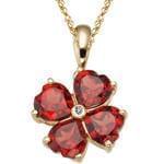 آویز جواهر با نگین گارنت و برلیان طرح گل (flower) مدل: npdf1188