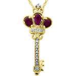 آویز کلید جواهر با نگین یاقوت و الماس تراش برلیان مدل: npdf1191