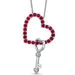 آویز جواهر با نگین یاقوت و الماس تراش برلیان طرح کلید و قلب مدل: npdf1192