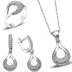 نیم ست انگشتر، آویز و گوشواره الماس تراش برلیان : مدل hdset2008