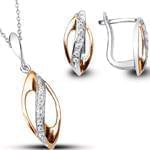 نیم ست آویز و گوشواره الماس تراش برلیان : مدل hdset2011