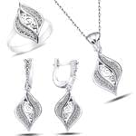 نیم ست انگشتر، آویز و گوشواره الماس تراش برلیان : مدل hdset2012