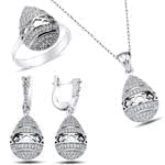 نیم ست انگشتر، آویز و گوشواره الماس تراش برلیان : مدل hdset2013