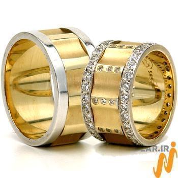 حلقه ست عروسی طلا با نگین الماس تراش برلیان مدل: srd1217