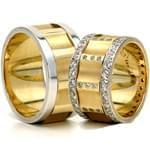 حلقه ست عروسی طلا با نگین الماس تراش برلیان مدل: srd1217