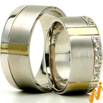 حلقه ست عروسی طلا با نگین الماس تراش برلیان مدل: srd1218
