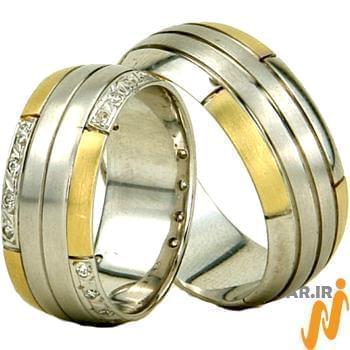 حلقه ست عروسی طلا با نگین الماس تراش برلیان مدل: srd1220