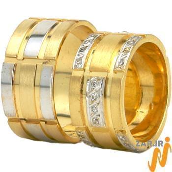 حلقه ست عروسی طلا با نگین الماس تراش برلیان مدل: srd1221