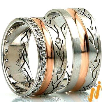حلقه ست عروسی طلا با نگین الماس تراش برلیان مدل: srd1222