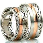 حلقه ست عروسی طلا با نگین الماس تراش برلیان مدل: srd1222