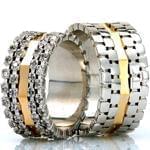 حلقه ست عروسی طلا با نگین الماس تراش برلیان مدل: srd1226