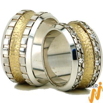 حلقه ست عروسی طلا با نگین الماس تراش برلیان مدل: srd1227