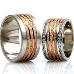 حلقه ست عروسی طلا با نگین الماس تراش برلیان مدل: srd1228