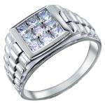 انگشتر مردانه جواهر با نگین الماس تراش پرنس پایه رولکسی: مدل rgm1325