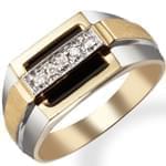 انگشتر طلا و جواهر با نگین اونیکس و الماس تراش برلیان: مدل rgm1328