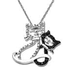 آویز کودکانه جواهر با نگین الماس تراش برلیان طرح گربه مدل: pgb2005