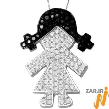 آویز کودکانه جواهر با نگین الماس تراش برلیان طرح دختر کوچک مدل: pgb2012