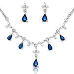 سرویس جواهر طلا سفید با نگین یاقوت کبود و الماس تراش برلیان مدل: bset2112