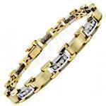 دستبند مردانه جواهر با نگین الماس تراش برلیان با طلای زرد و سفید مدل: bdm1047